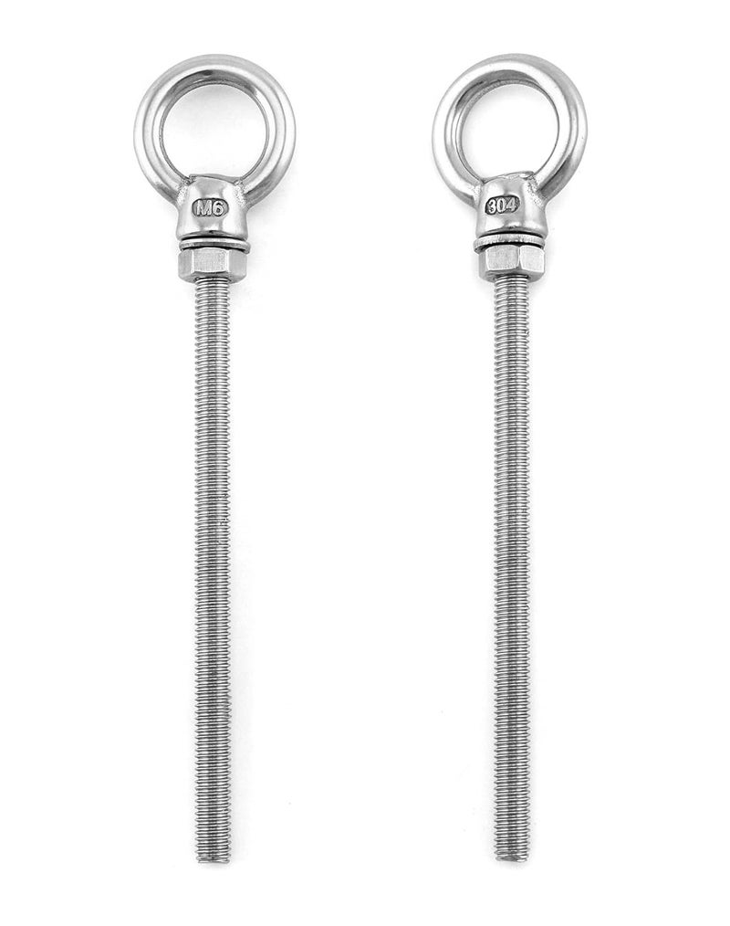 QWORK Threaded Eyebolts, 10 Pack 1/4" x 4" Long Stainless Steel Marine Grade Shoulder Eye Bolt - Image 1